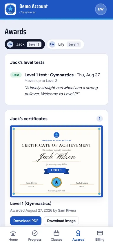 A level certificate a parent can download